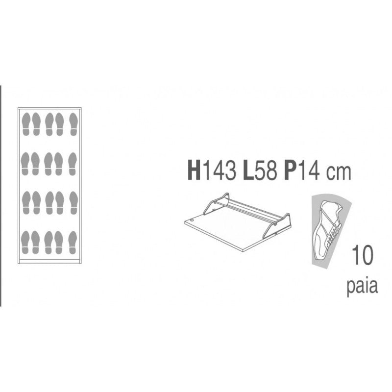 Scarpiera slim rettaspazio vier ant Bianco Cenere 63x18x h154 cm