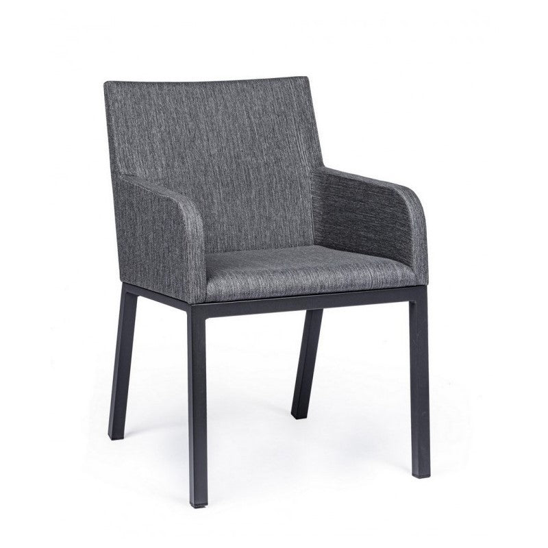Outdoor-Stuhl mit Armlehnen aus anthrazitfarbenem Stoff OWEN JX55 55x62x h82 cm