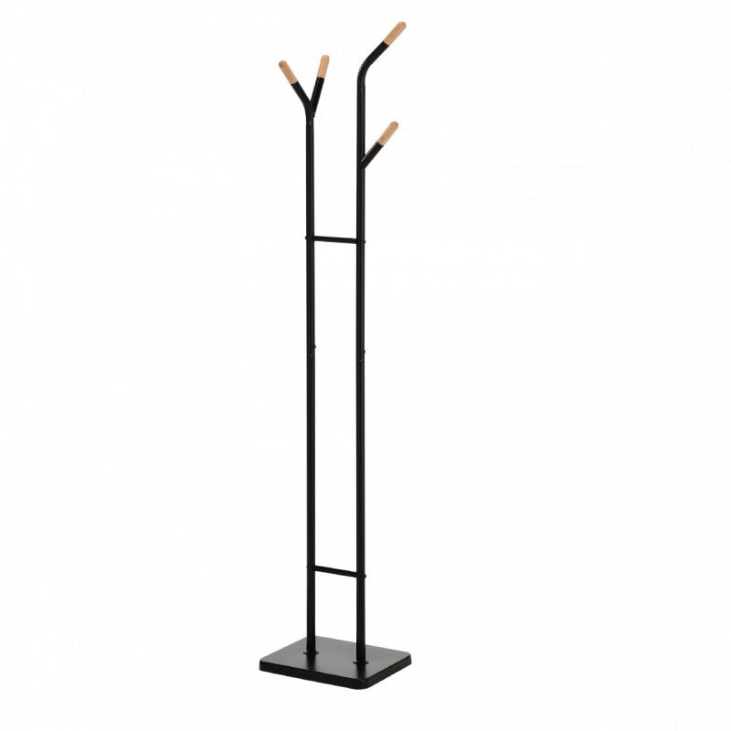 Schwarzer Kleiderbügel aus Metall und Holz, 35 x 25 x 170 cm