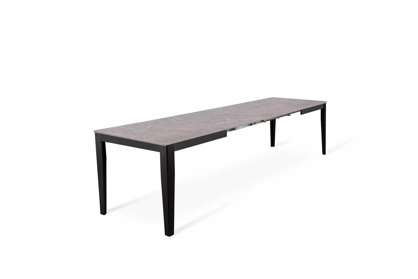 Anthrazit-schwarzer ausziehbarer Tisch 80 cm x 130-290 cm H. 76 cm