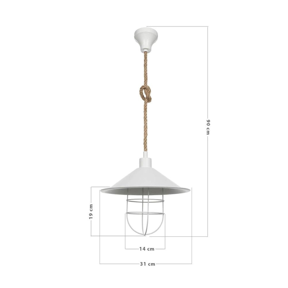 Lampada da soffitto Bulut ASZ0631 metallo bianco e corda iuta EFFEZ
