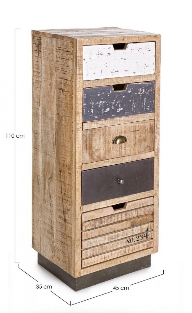 Kommode im industriellen Stil 5 Schubladen Tudor