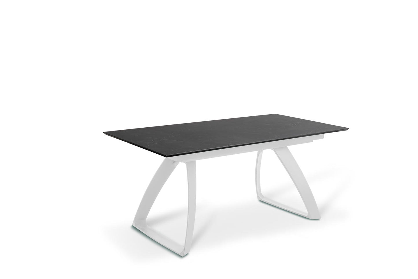 Ausziehbarer Tisch mit Aluminiumbeinen und schwarzer Platte 170/270x90x76h cm