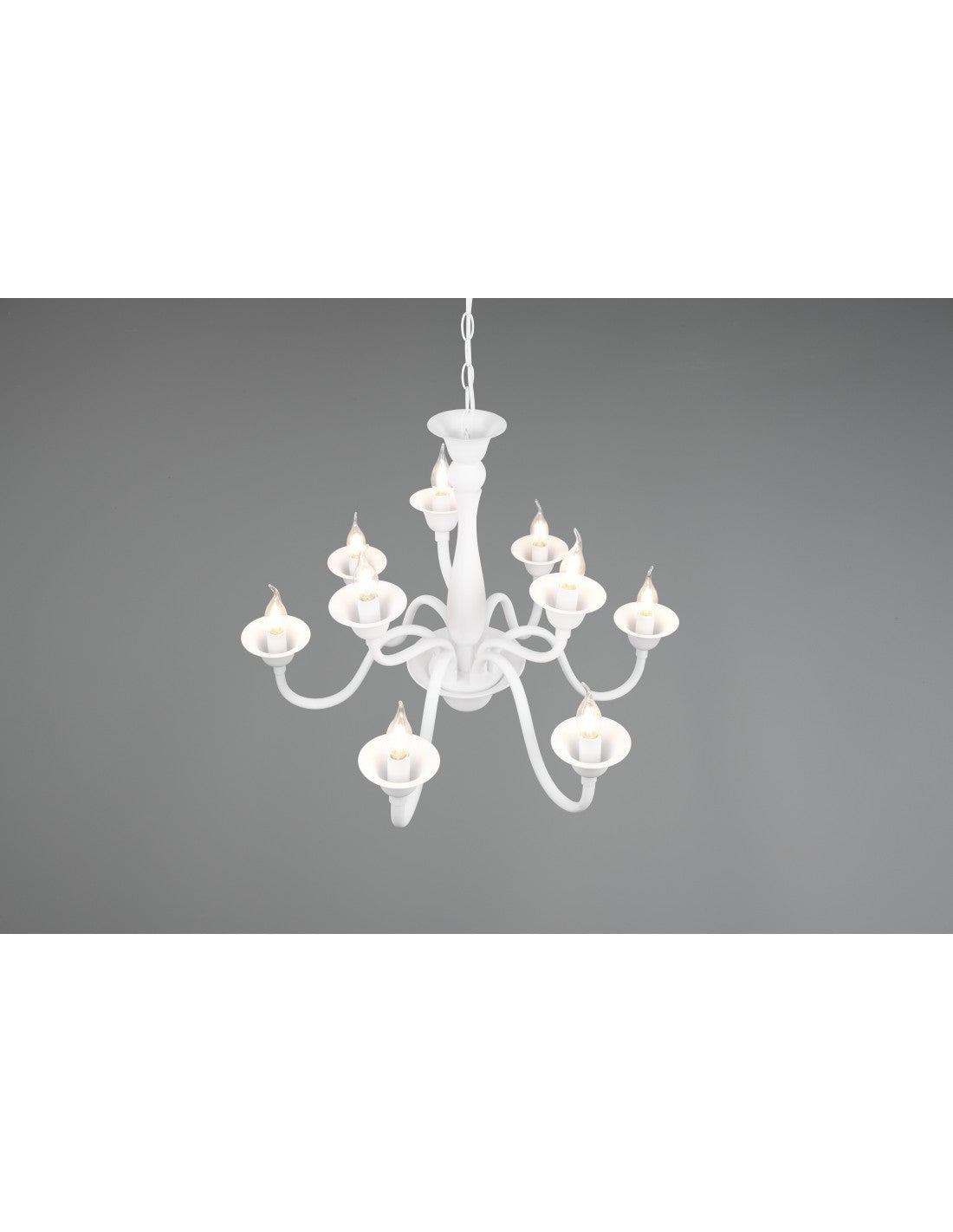 Weißer Esszimmer-Kronleuchter mit 9 Lichtern und Kette Elsa Trio Lighting