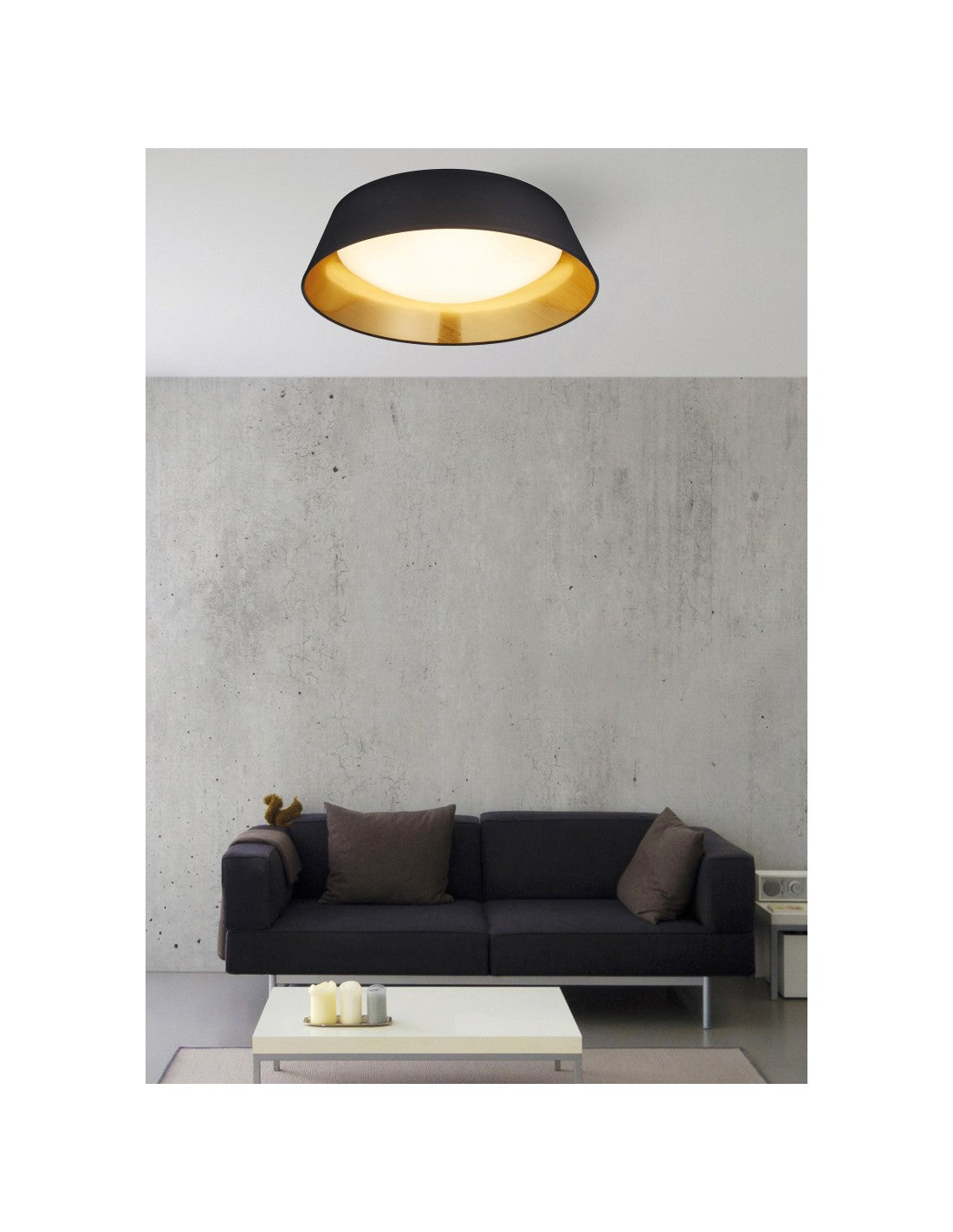 Plafoniera Led Paralume Nero und Oro Ponts Ø45 cm Trio Lighting