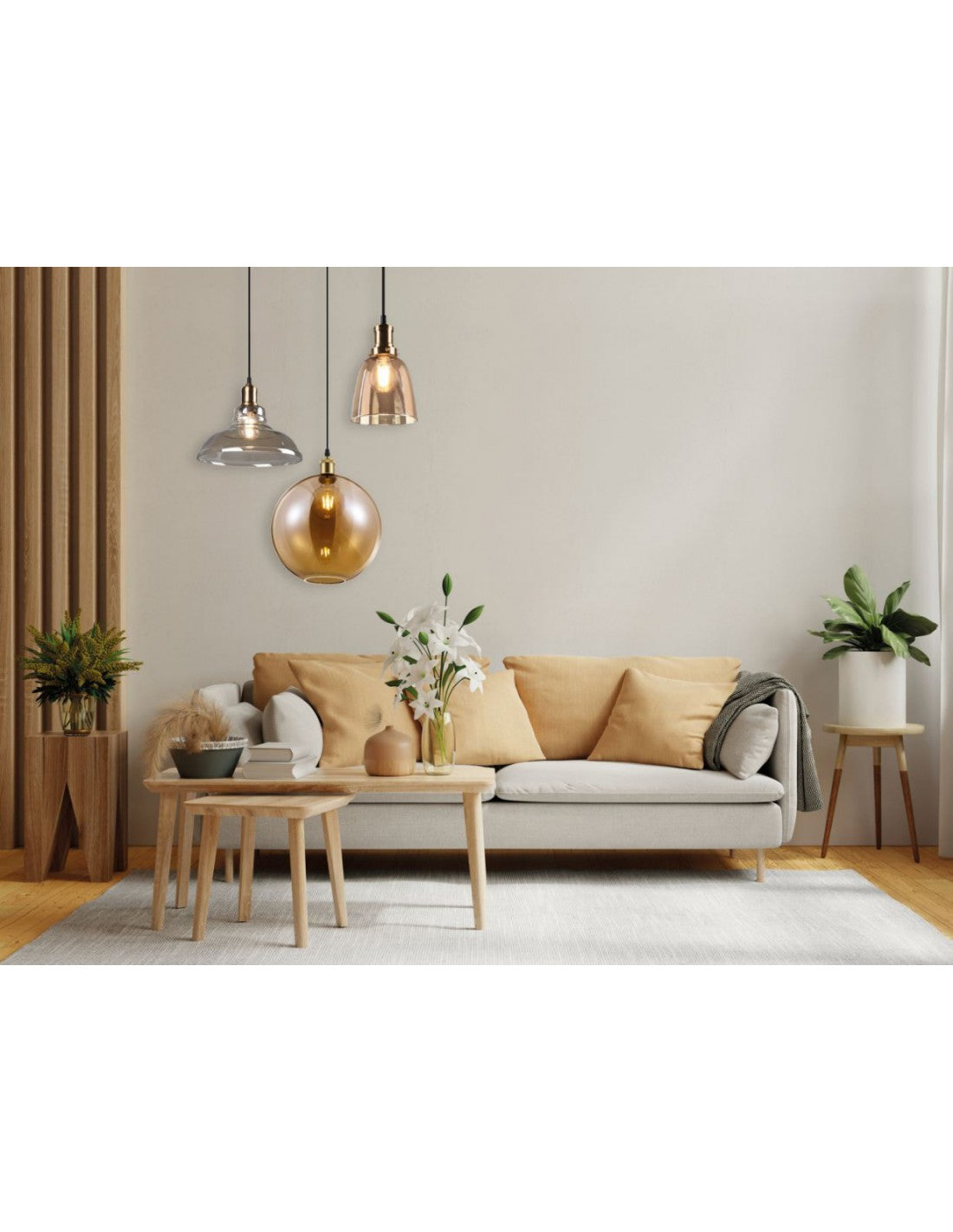 Dino Amber Glass Single Sphere Pendant Ø30 cm Trio Lighting