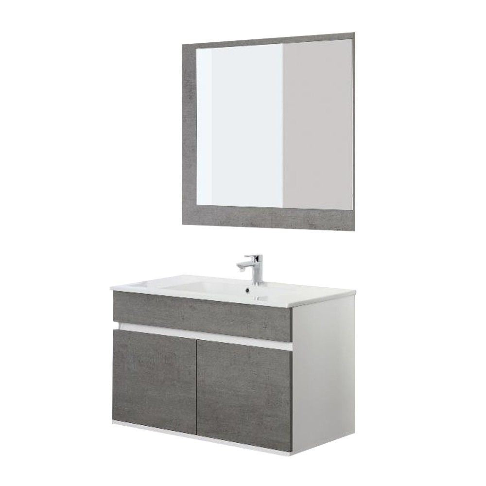 Badezimmerkomposition mit zwei Türen Fabula Line White Cement 90x47x h57cm