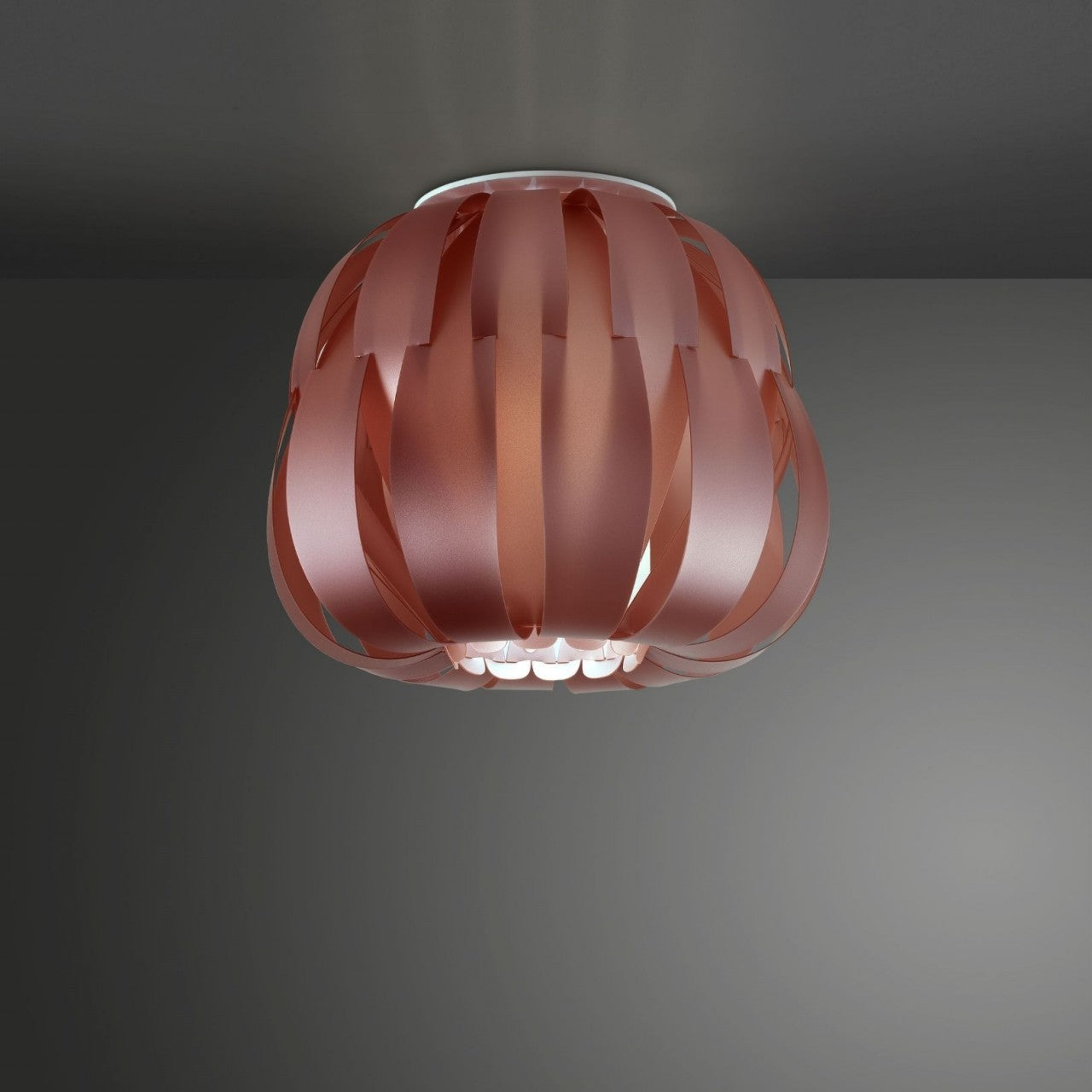 Rosa Deckenleuchte aus Metall cm. 42 x 33h