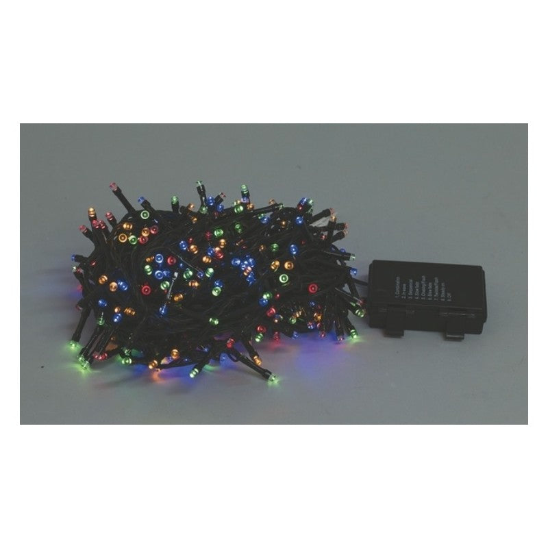 Batteriebetriebene Weihnachtslichterkette mit 60 warmweißen LEDs, 410 cm lang mit 50 cm Verlängerung, 2 W Leistung und 8 verschiedenen Lichtfunktionen.