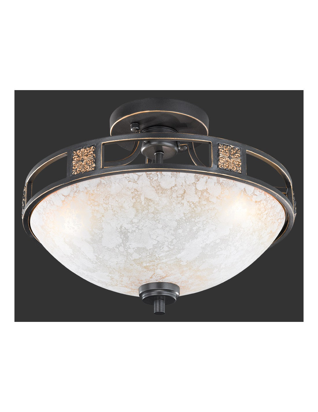 Deckenleuchte 3x327 Quinta Rostglas Alabaster Ø42 cm Trio Lighting