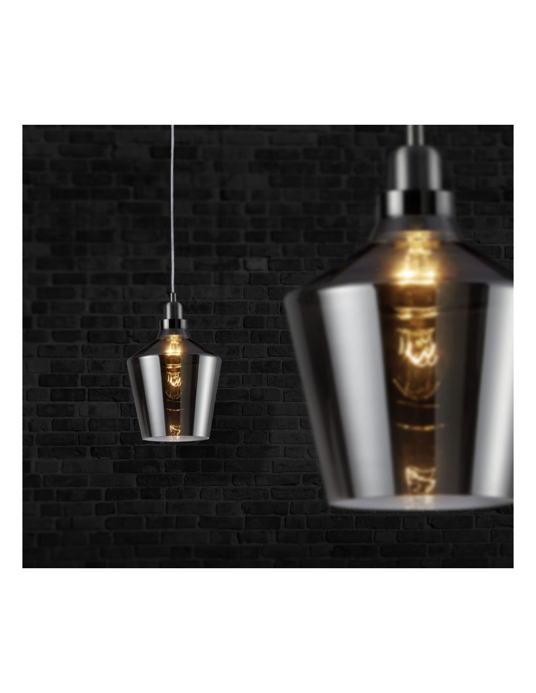 Calais Single Suspension Glass Smoked Glass Trio Lighting
