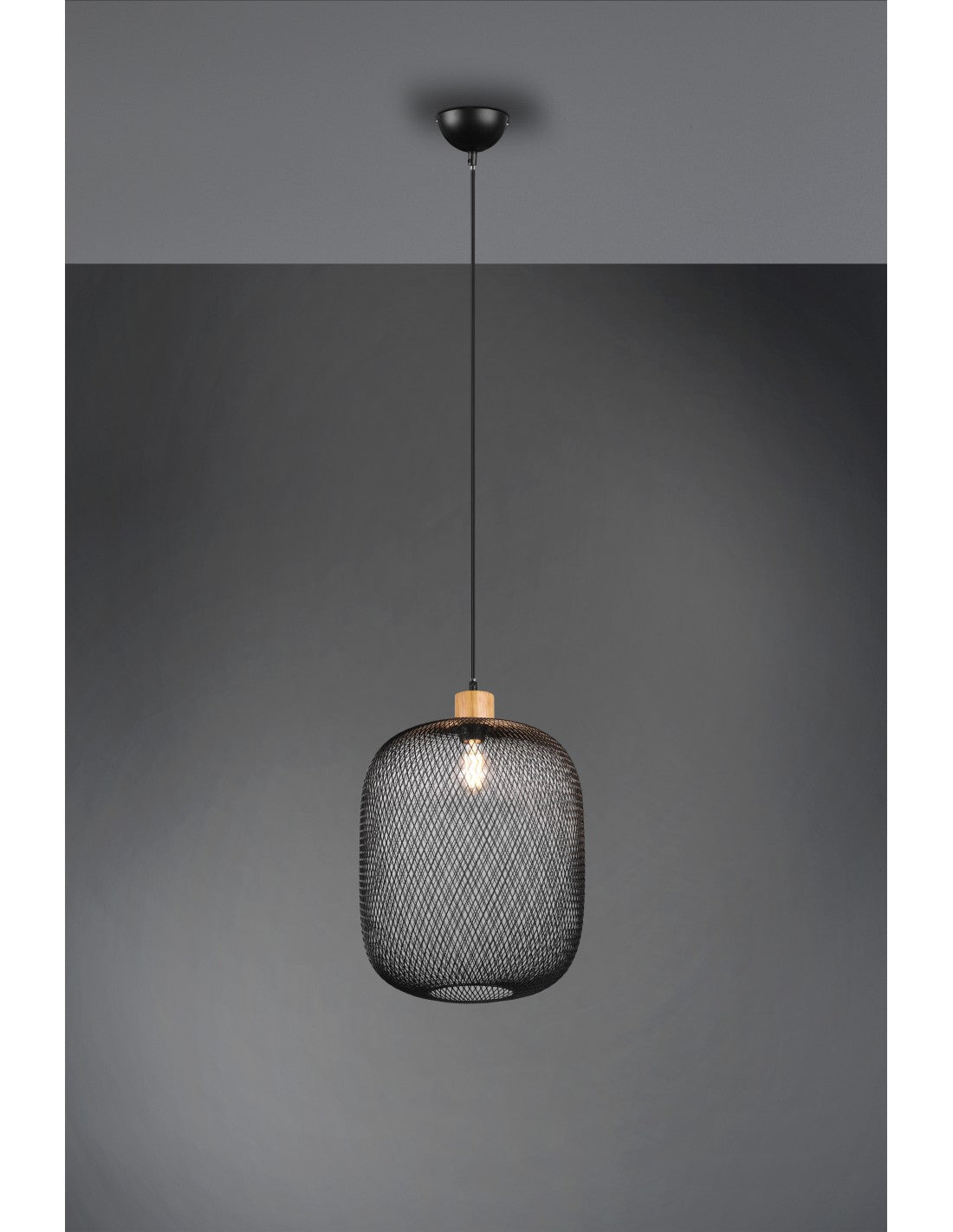 Calimero Pendelleuchte 1xE27, schwarzes Metallgeflecht, Ø33 cm, Trio-Beleuchtung