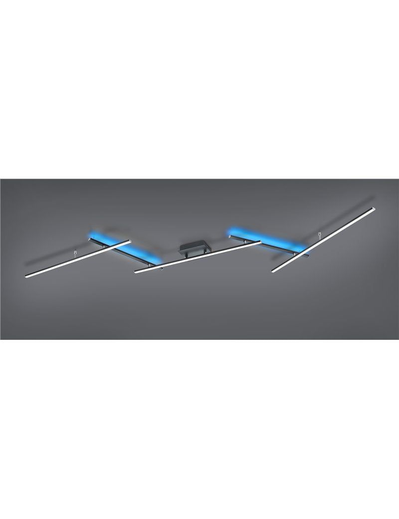 Arvin LED-Deckenleuchte mit verstellbaren Stäben, schwarz RGB-hinterleuchtet mit Multifunktions-Fernbedienung l. 245 cm moderne LED