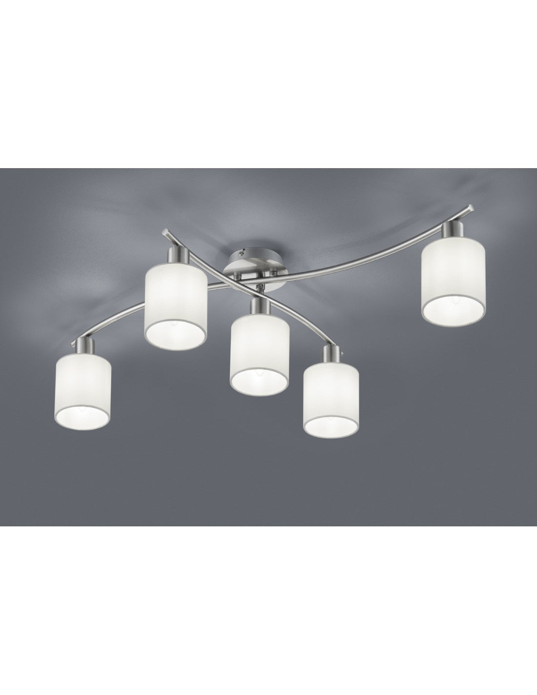Plafoniera Garda Nichel 5 Paralumi Tessat Bianco L75 cm Trio Lighting