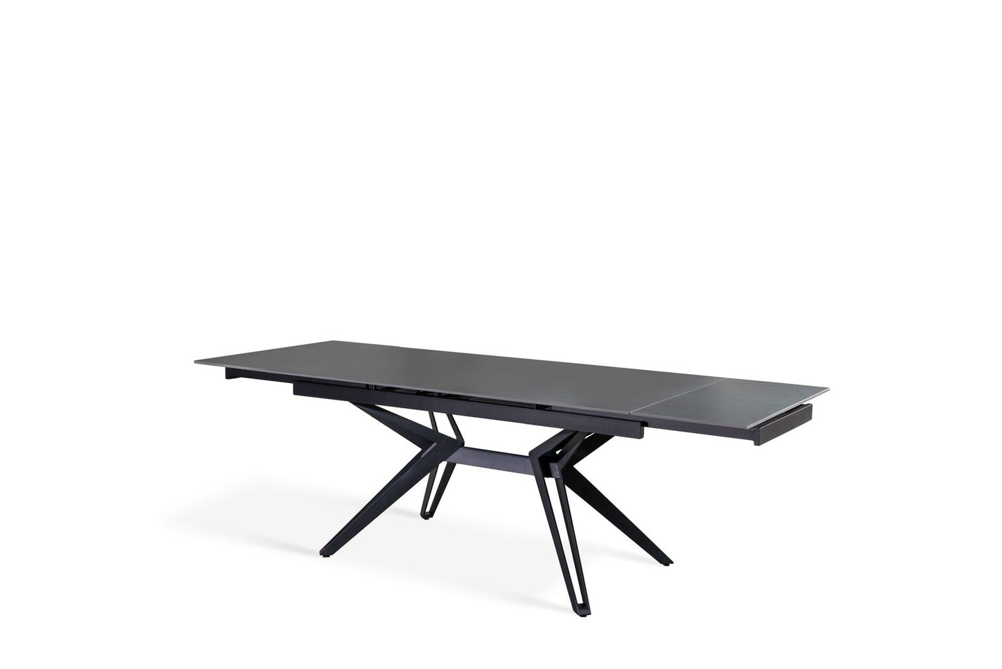 Ausziehbarer Tisch Vintage Grau - Mattschwarz 90 cm x 160-240 cm cm H. 76 cm