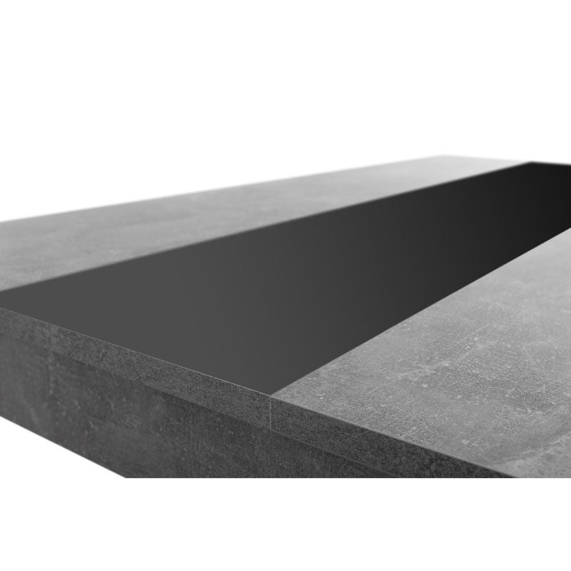 Zementfarbener Esstisch mit schwarzem oder weißem Wendeeinsatz, 138 x 80 x 74 cm