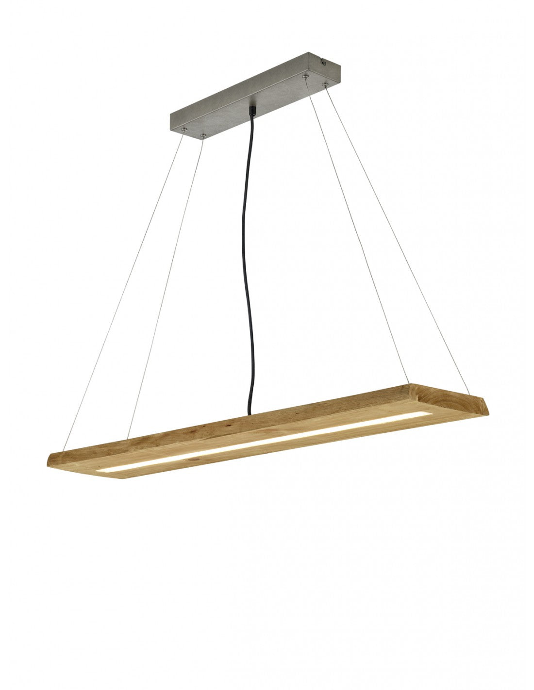 LED-Pendelleuchte Brad, rechteckig, Naturholz, Trio-Beleuchtung
