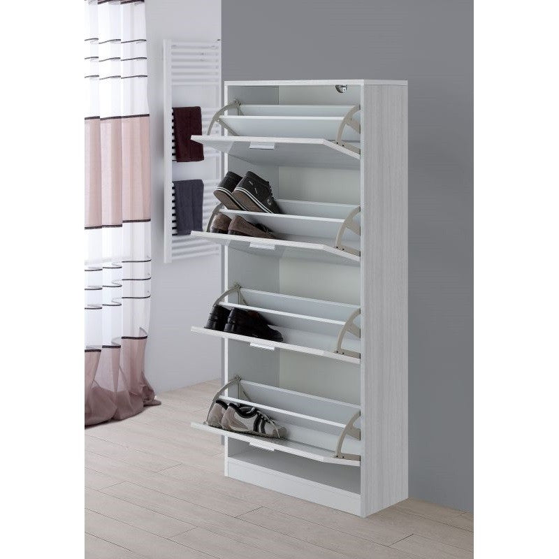 Schuhregal mit vier Fächern, graue Linie STELLA, 70 x 29 x 156 cm