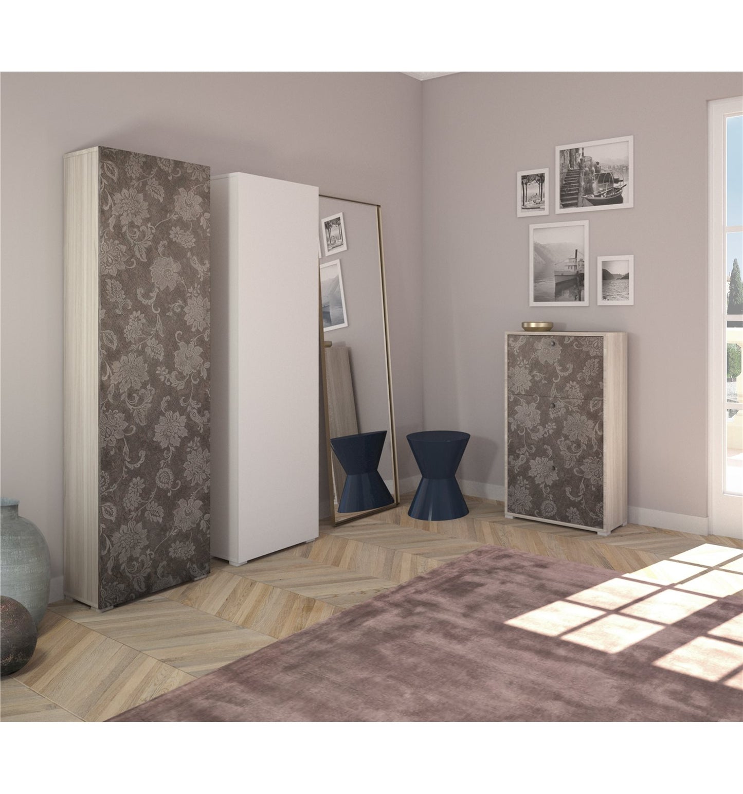 Mauer A Doppel Tiefe Mit 3 Ante bis 18 Paia Scarpe olmo/Blume