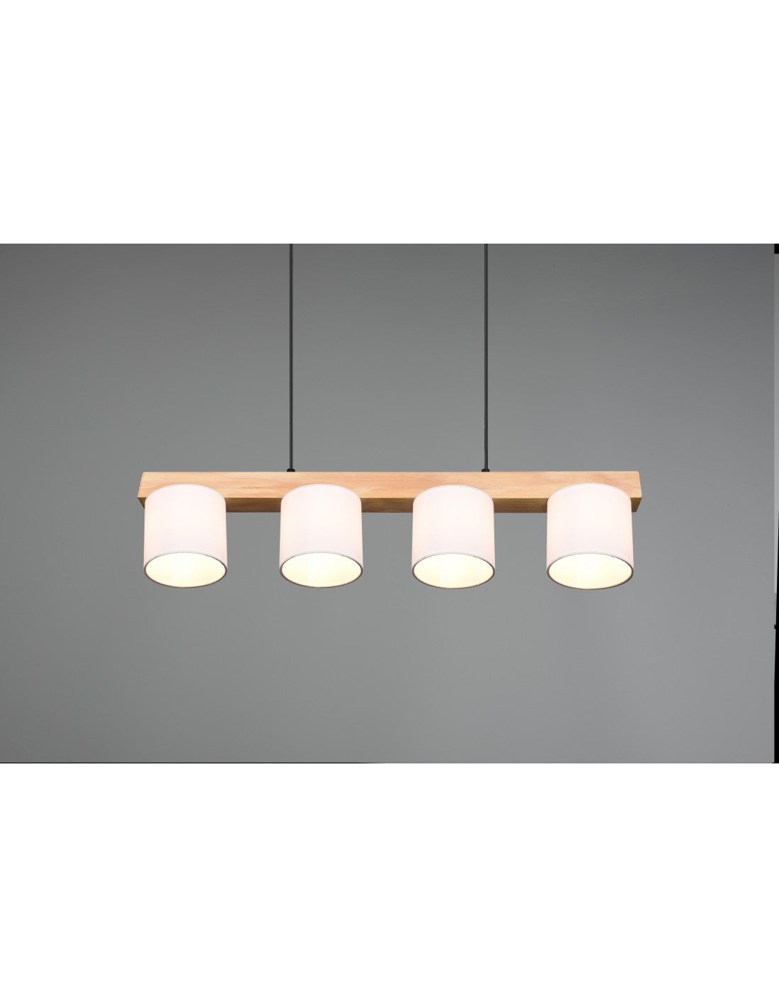Hängeleuchter aus Holz mit 4 weißen Lampenschirmen Cameron Trio Lighting