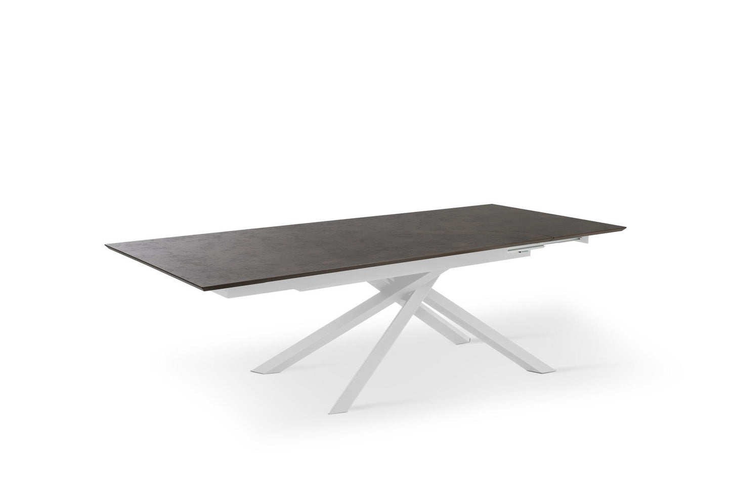 Ausziehbarer Tisch mit Rostplatte und weißen Beinen 170/270x90x76h cm