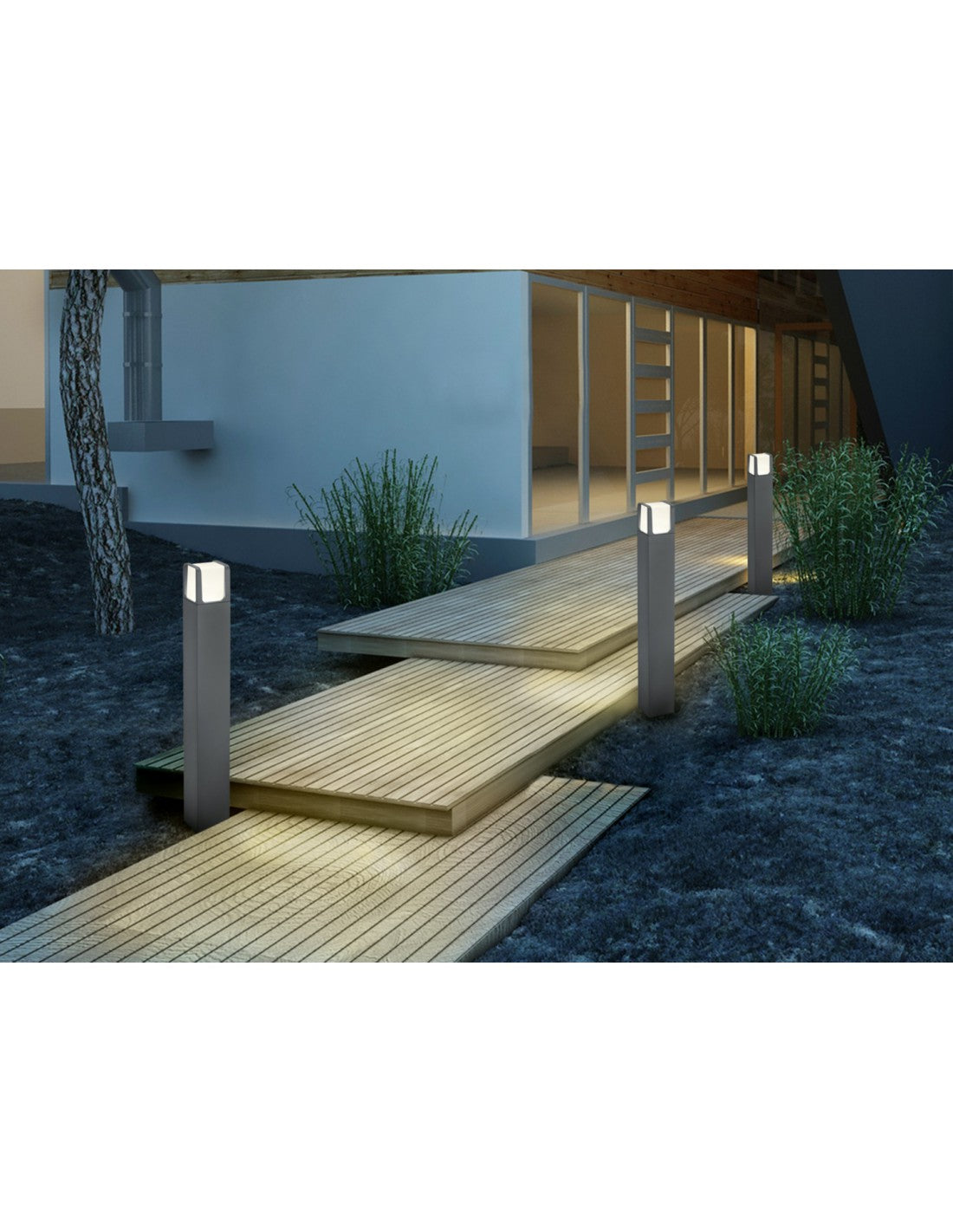 Ebro LED-Außenmast IP54 Anthrazit H80 cm Trio-Beleuchtung