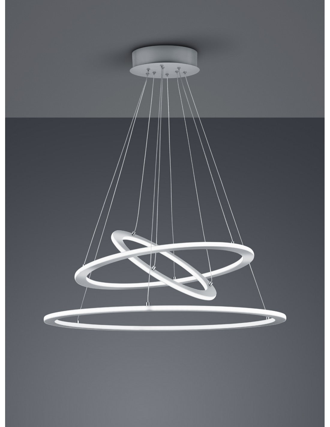 Suspension Le Dellable 3 Anelli Durban Nichel Ø80 cm Trio Lighting