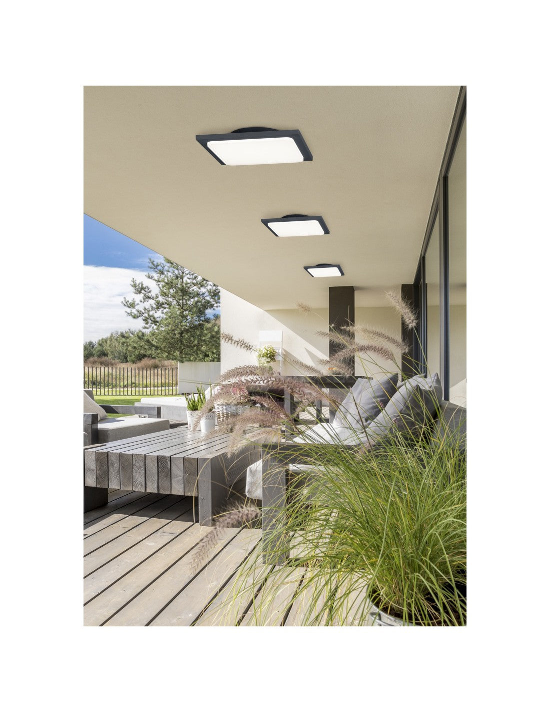 Quadratische Außendeckenleuchte Beam LED IP54 Anthrazit 25x25 cm Trio Lighting