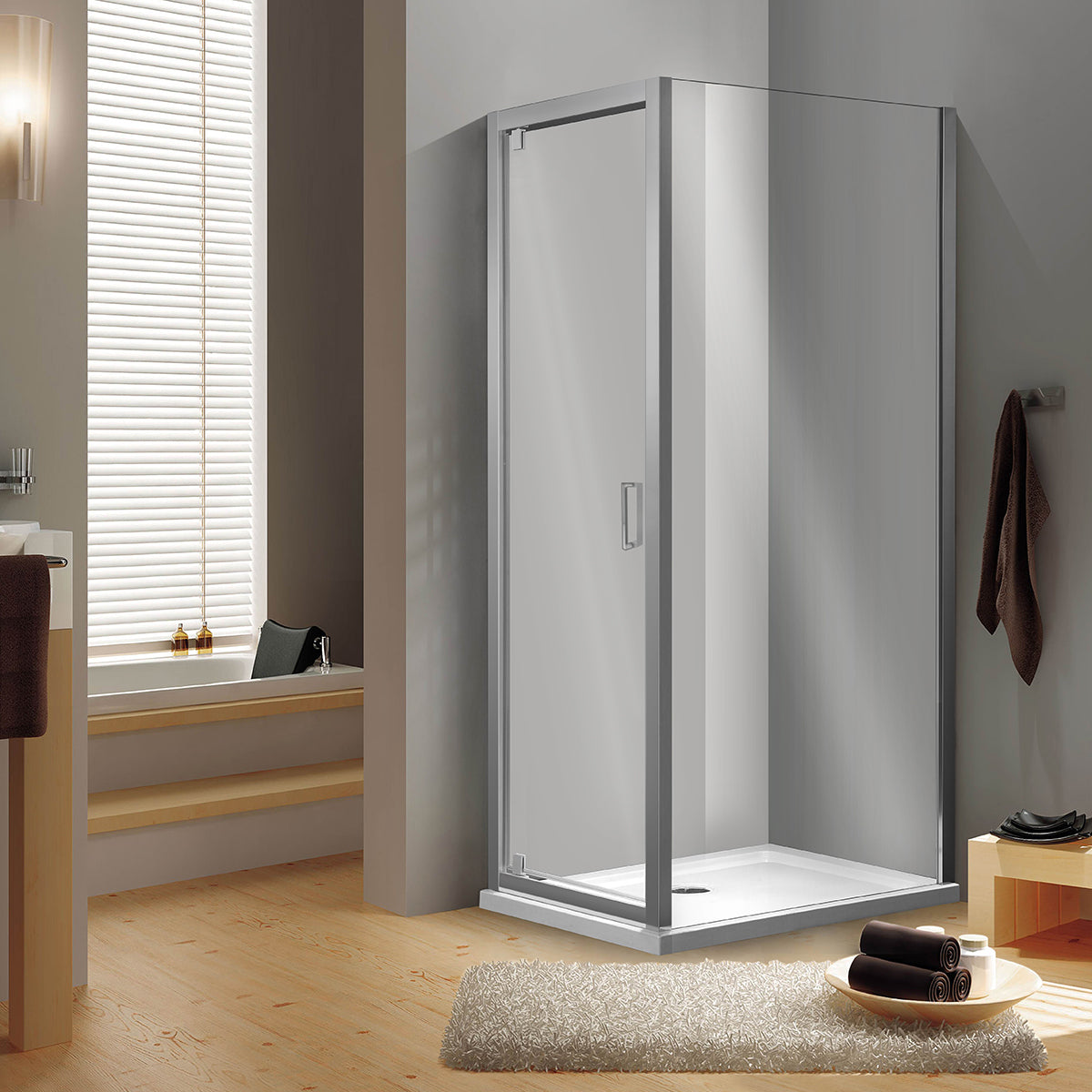 Schwenkbare Duschtür aus Kristall – Essential Line – 68–72 cm / Öffnung 50,5 cm