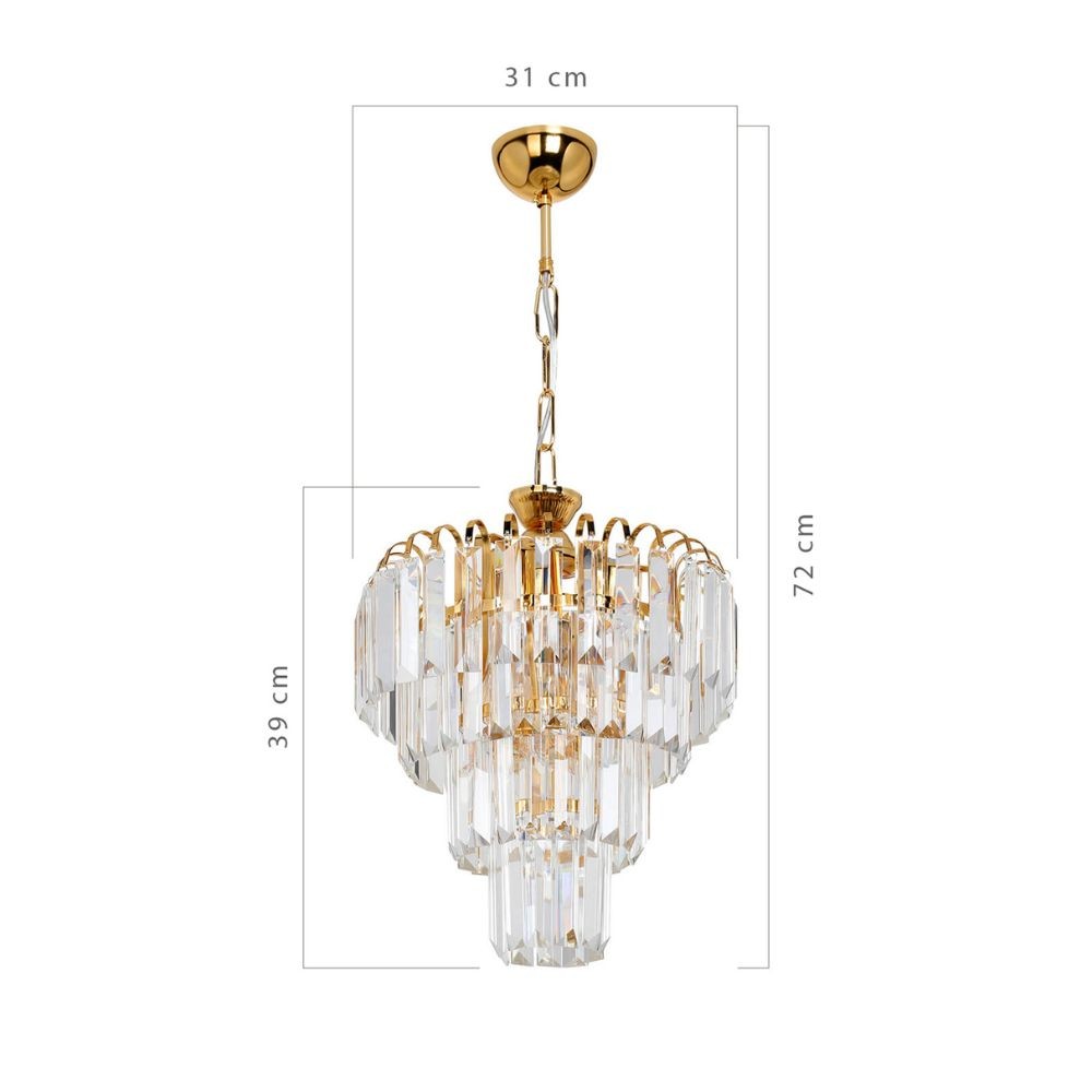 Miranda MDL3831 Deckenleuchte aus Glas und Gold mit 3 Leuchten