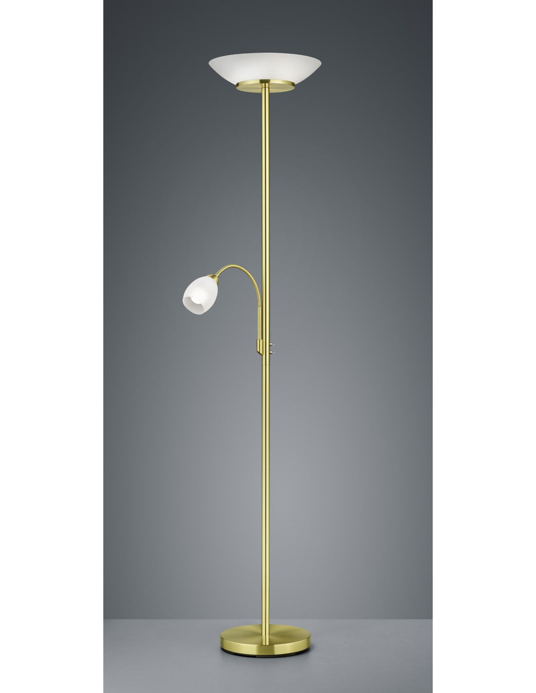 Stehleuchte mit Lesespot Gerry Brass White Glass Ø34 cm Trio Lighting