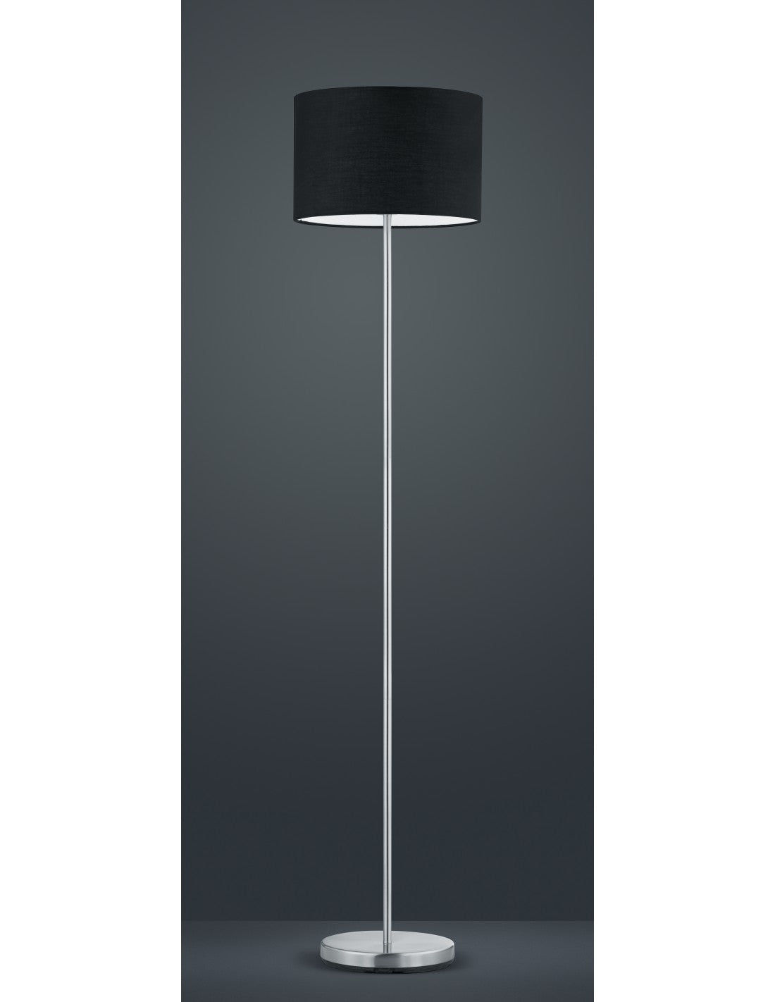 Hotel Stehleuchte Nickel Lampenschirm Stoff schwarz Ø35 cm Trio Lighting