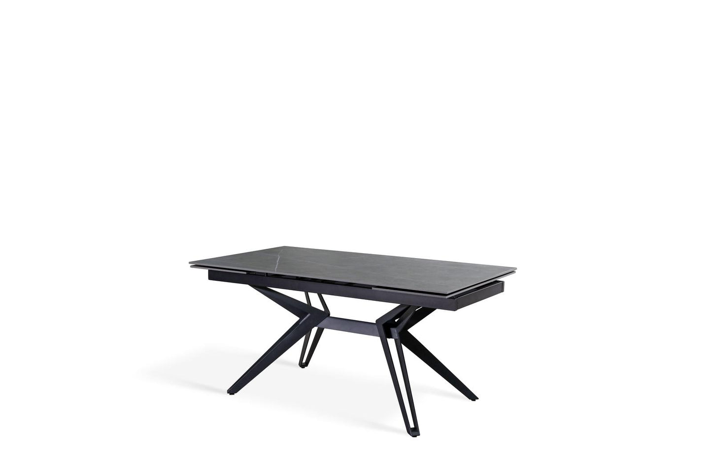 Ausziehbarer grau-schwarzer Tisch 90 cm x 160-240 cm cm H. 76 cm