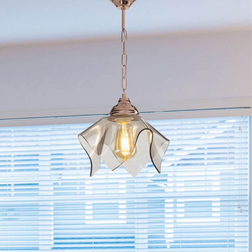 Lampada a sospensione Volga MDL3782 rame e vetro fumè EFFEZ