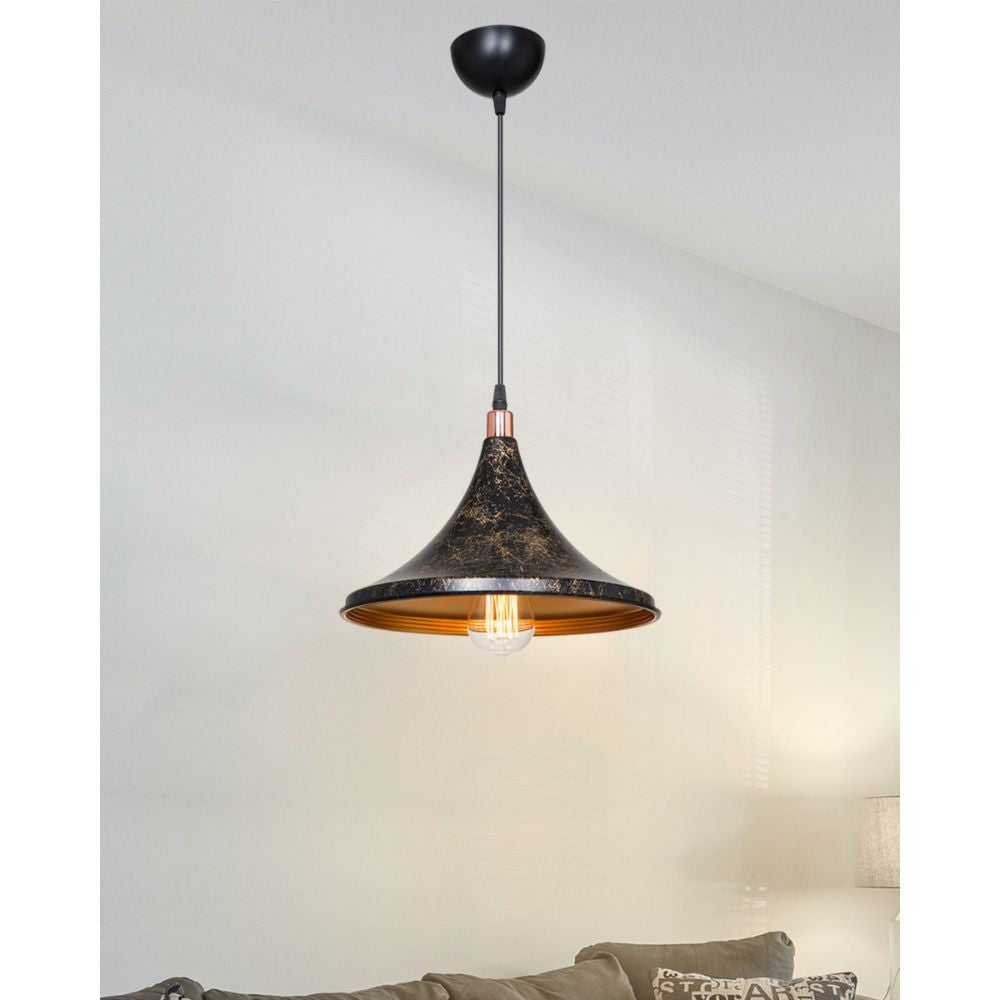 Lampada a sospensione Kalyon metallo nero oro ASZ1650 EFFEZ