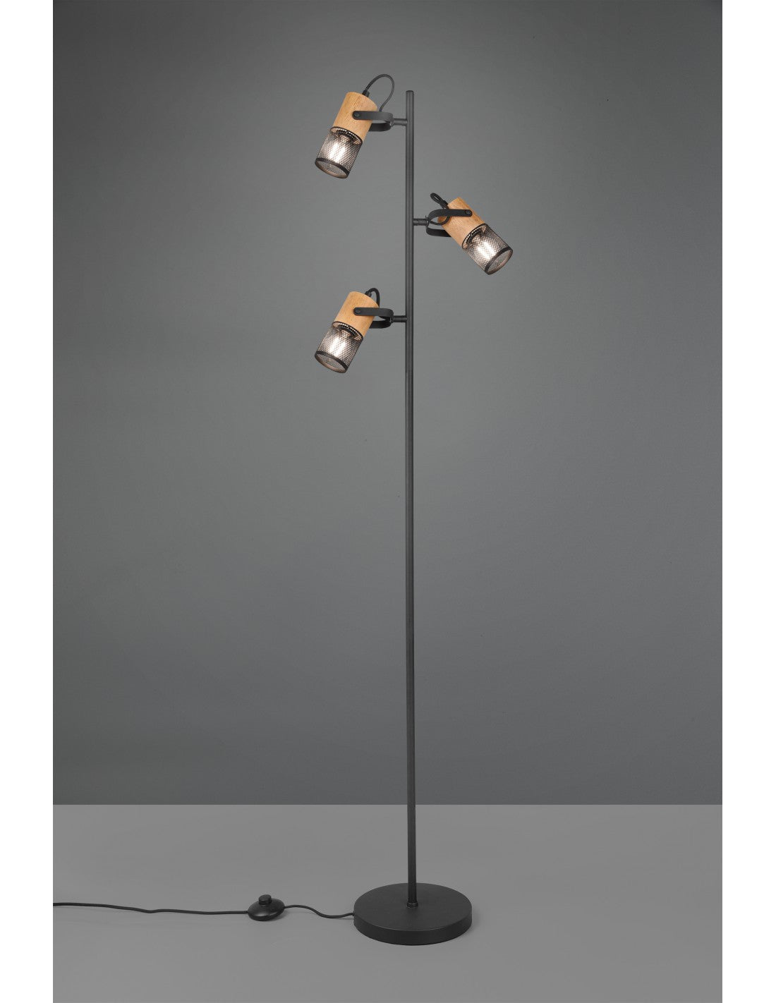 Tosh Stehleuchte Schwarz 3xE14 Holz- und Metallkäfig H150 cm Trio Lighting