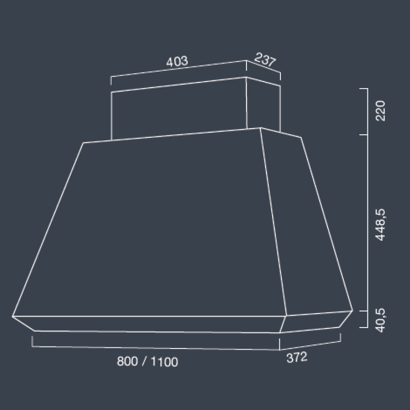 DIAMANTE Dunstabzugshaube aus brüniertem Edelstahl 110 cm