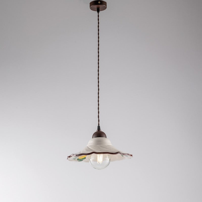 Lauterscheinwerfer aus schwarzem Gewebe Ruggine paralume in Ceramlins Bianco 30x h15 cm