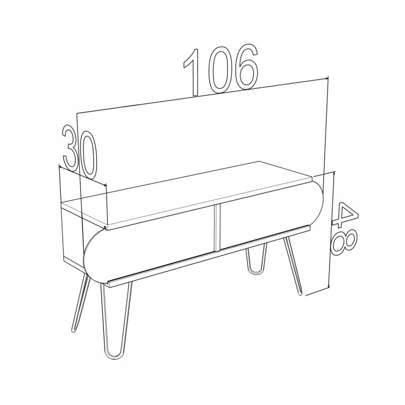 Retro-TV-Ständer, Wohnzimmerschrank, 106 x 30 x 48 cm