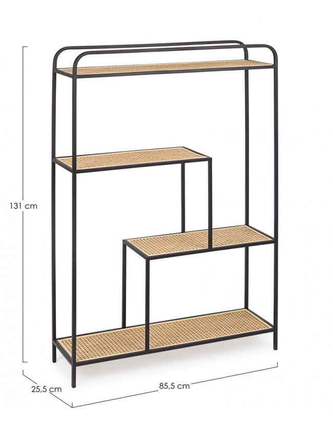 Geformtes Bücherregal aus Stahl mit vier Regalen Anthrazit ELYOT 85,5x25,5x h131 cm