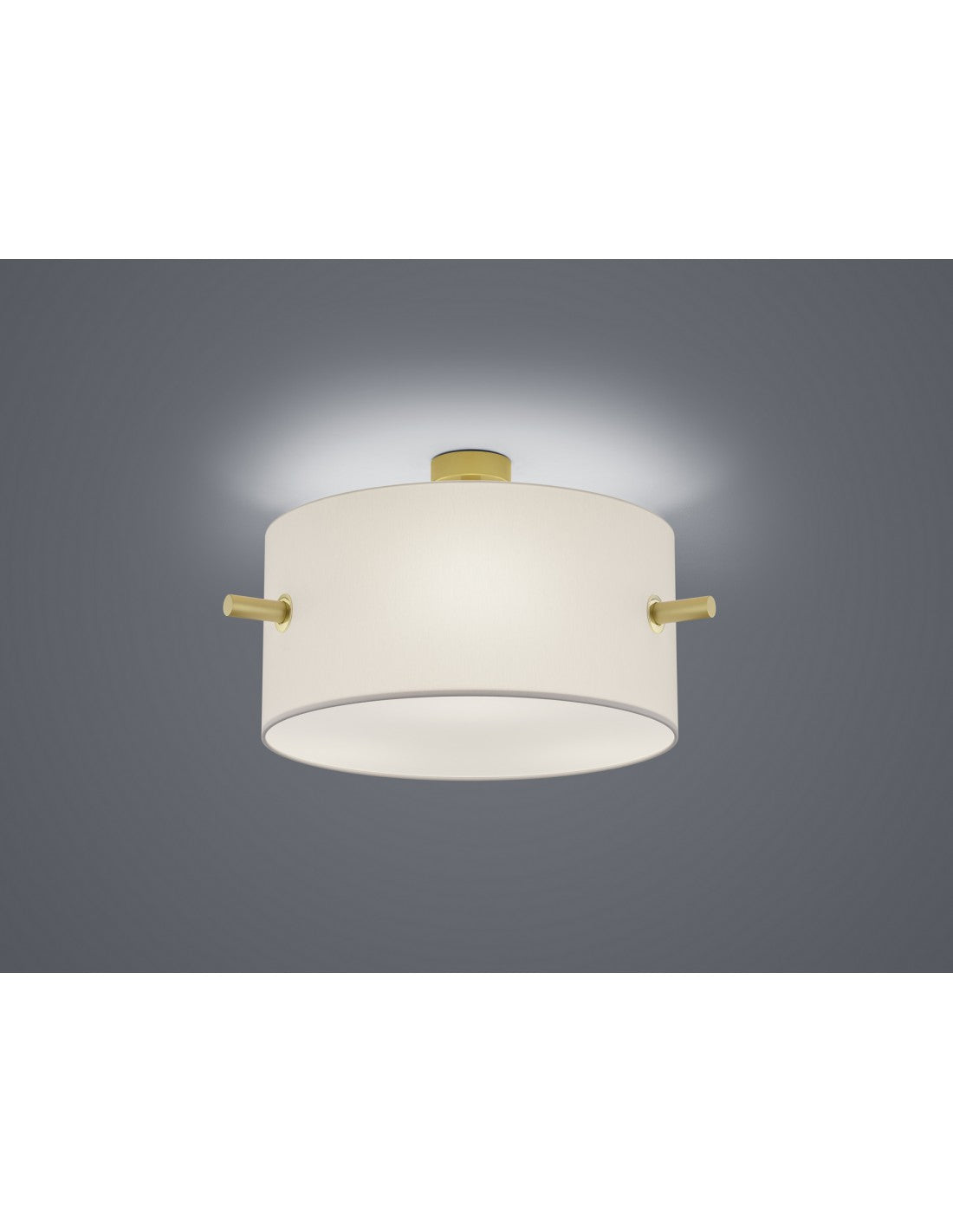 Plafoniera Paralume Rotondo Tessuto Bianco Camden Trio Lighting
