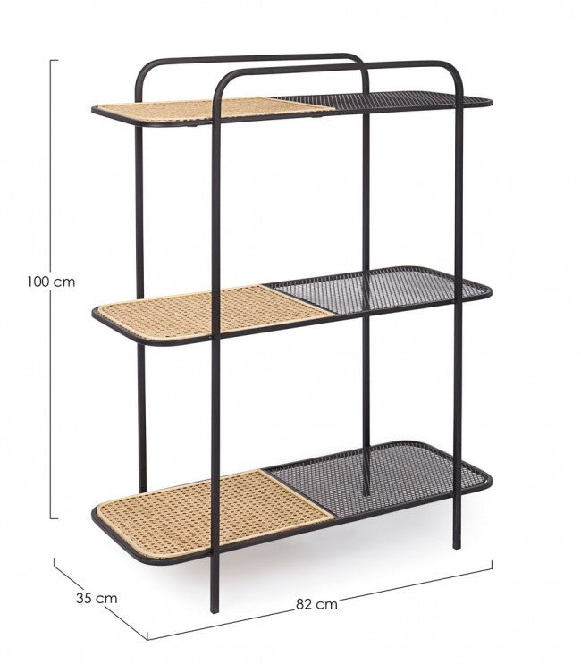 Stahl Bücherregal Geformt drei Regale Anthrazit ELYOT 82x35x h100 cm