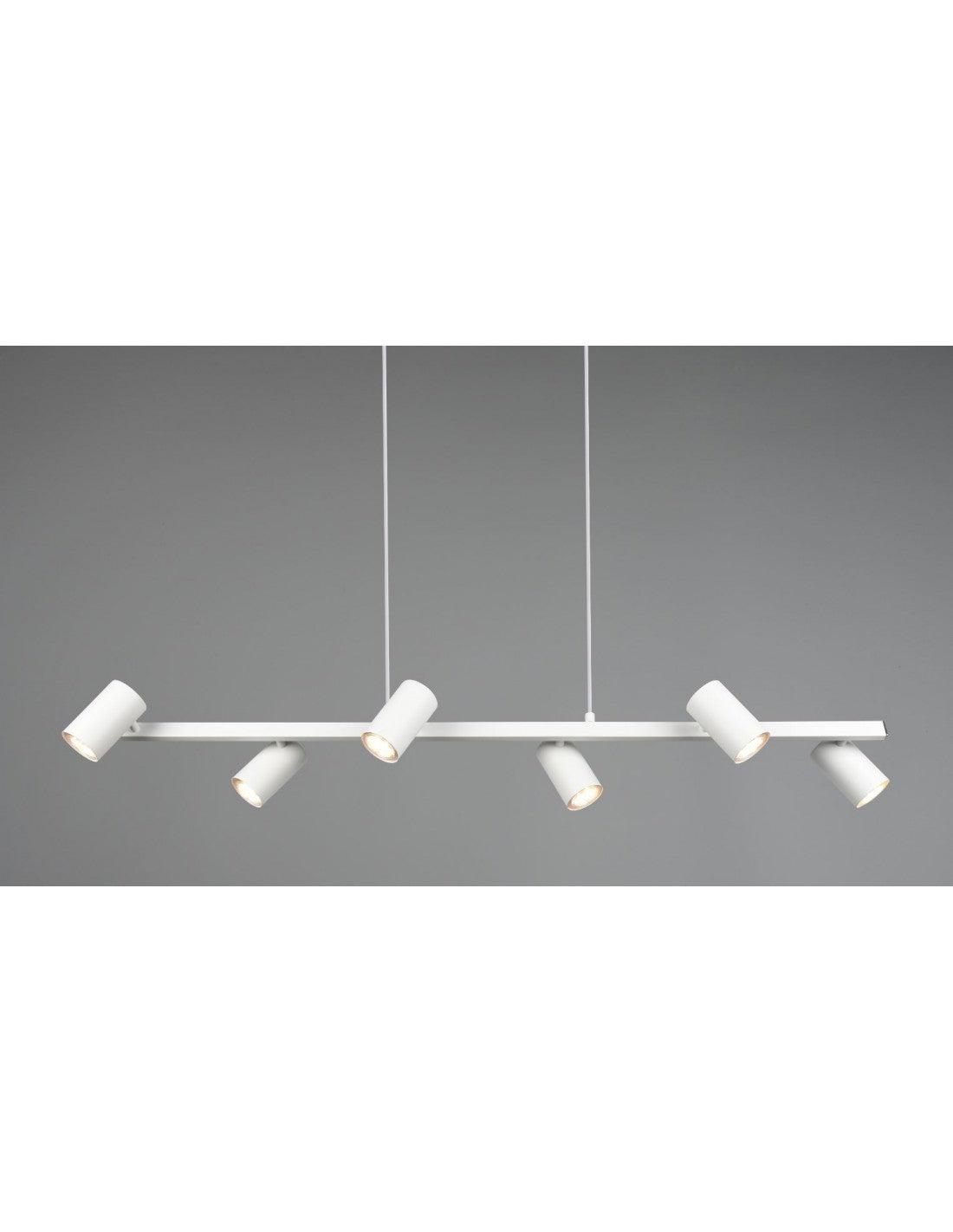 Weißer Kronleuchter mit 6 verstellbaren zylindrischen GU10-Spots Marley Trio Lighting