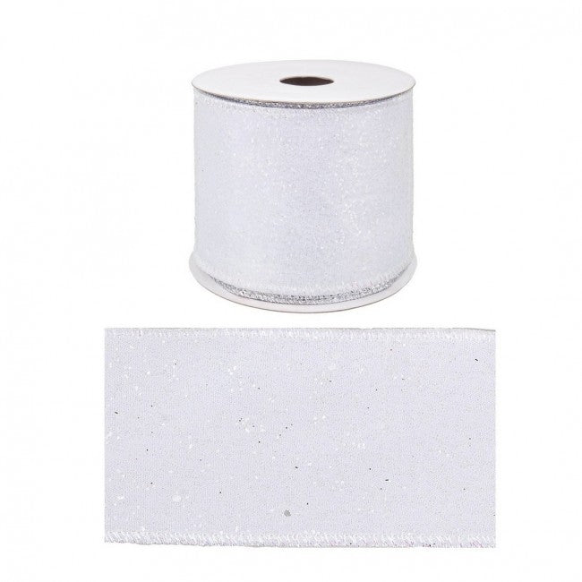 12x Lux White Glitter Ribbon 4m Display12