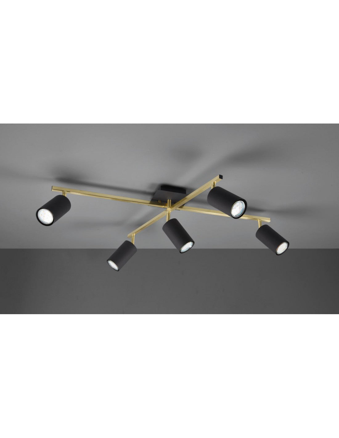 Marley Spotlight Gold Rods 5 verstellbare schwarze zylindrische Spots Trio-Beleuchtung