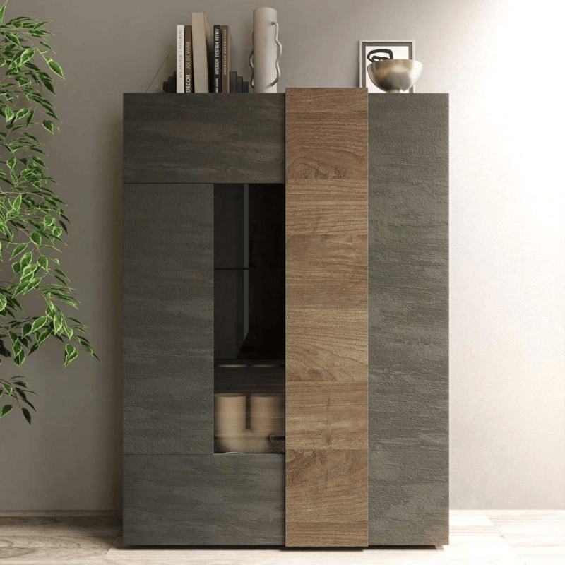 Vetrina Sabry 2 ante titanio rovere mercure EFFEZ