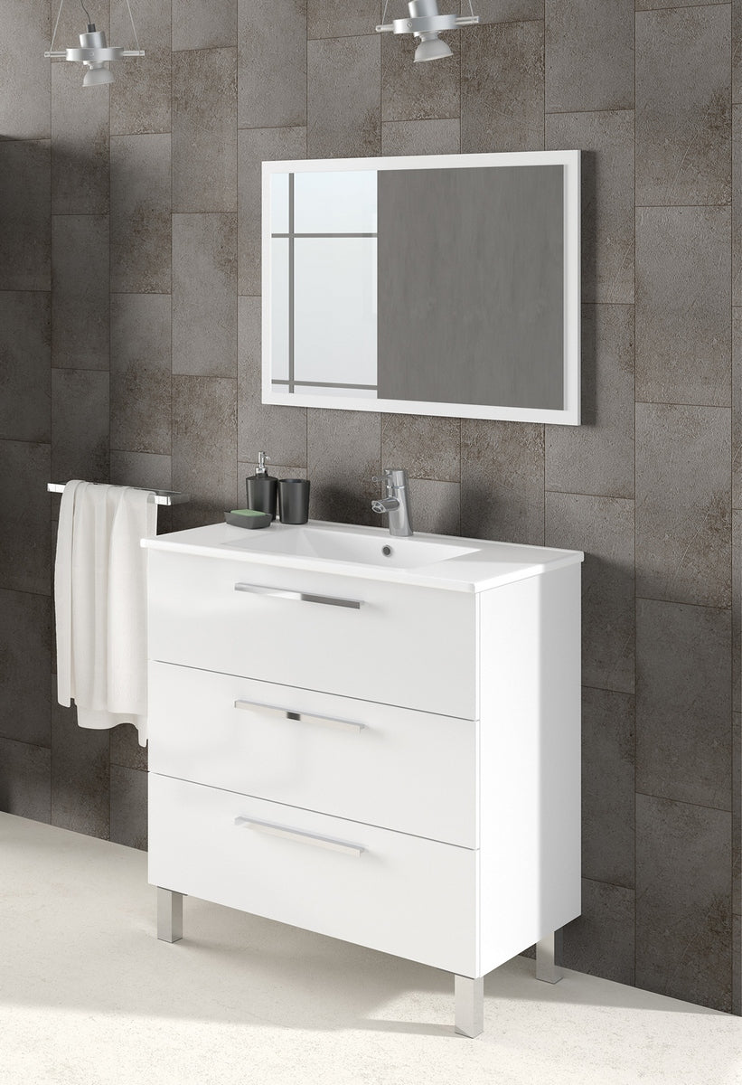 Badezimmerschrank mit 3 Schubladen – 86 x 80 x 45 cm – Alaska-Eiche