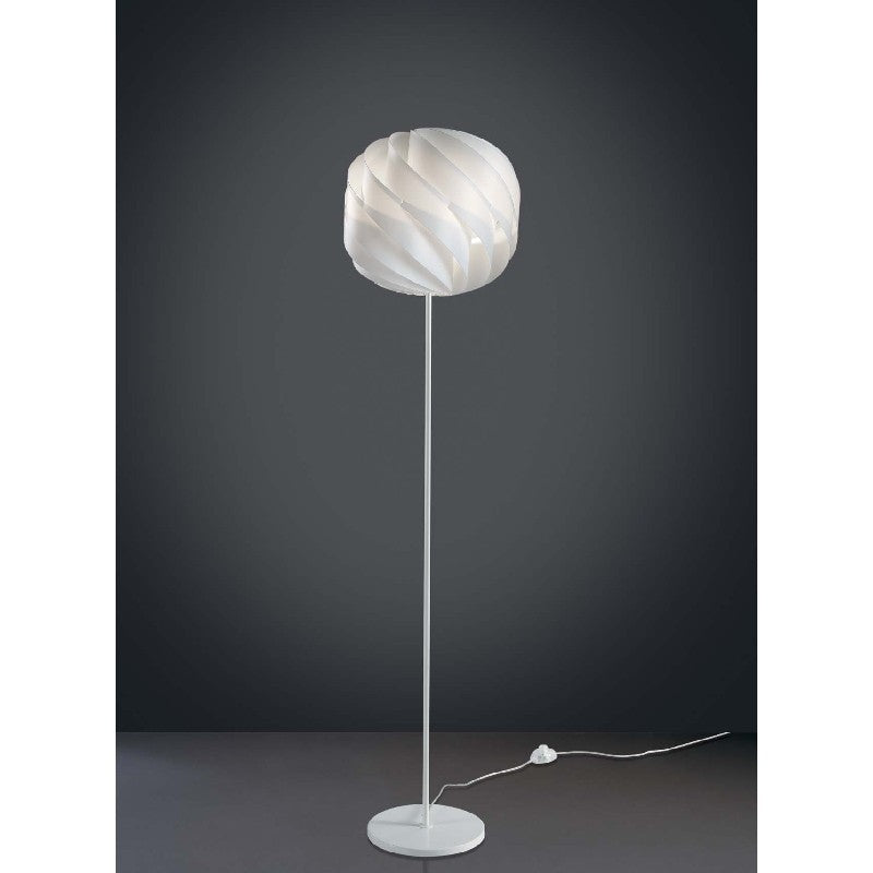 Sockel und Stiel der Stehlampe aus GLOBE-Weißmetall, Durchmesser 40 x H170 cm