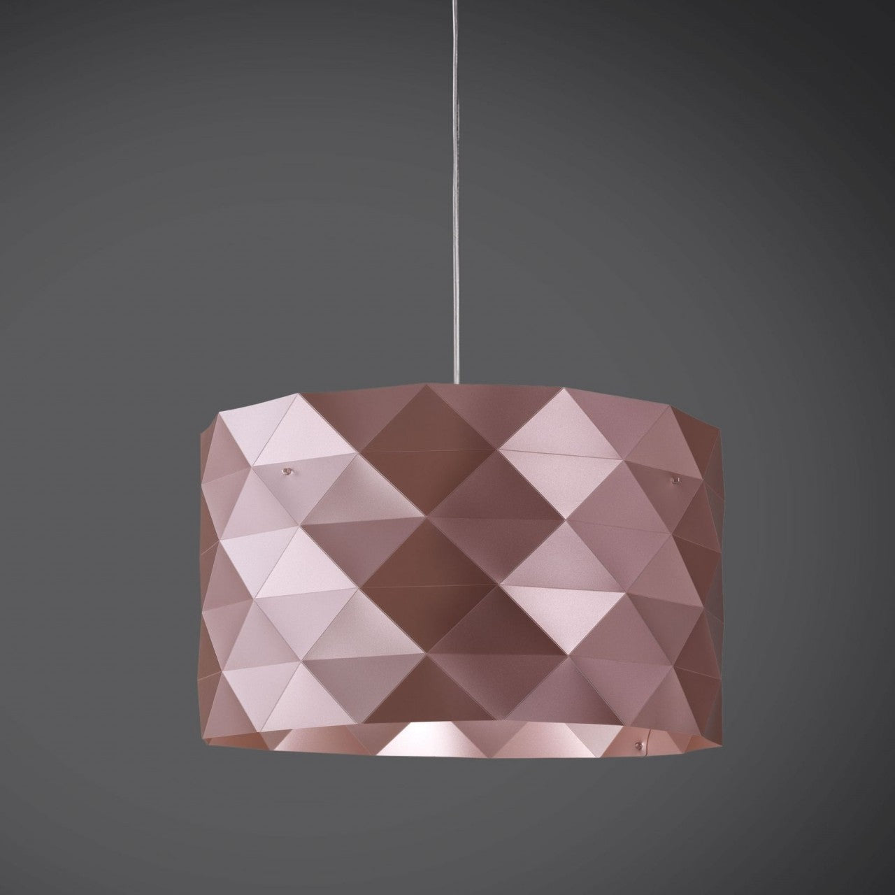 3-flammige Pendelleuchte aus rosafarbenem Metall aus verchromtem Metall cm. 40 x 25 Std