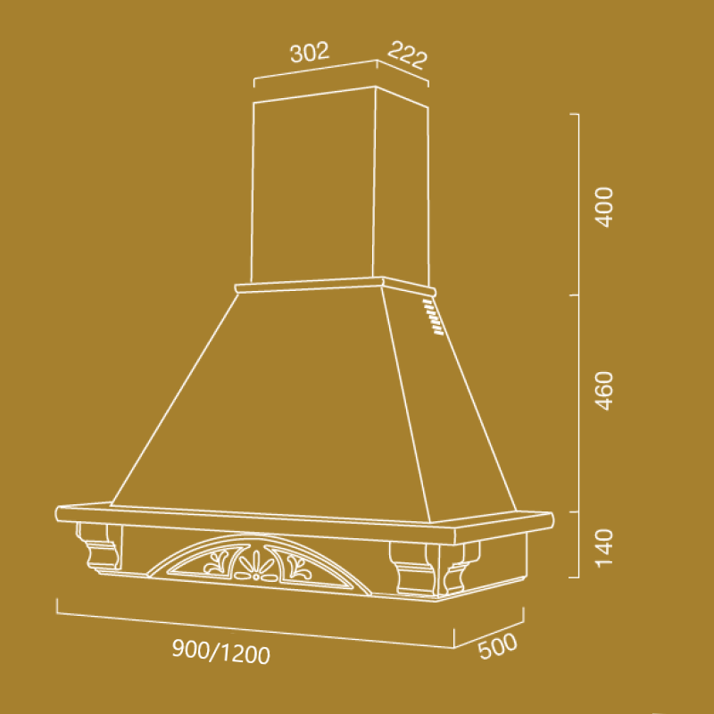 Weiße Rusten-Küchenkochen mit weißem Holzrahmen, Tabak, cm cm, 120